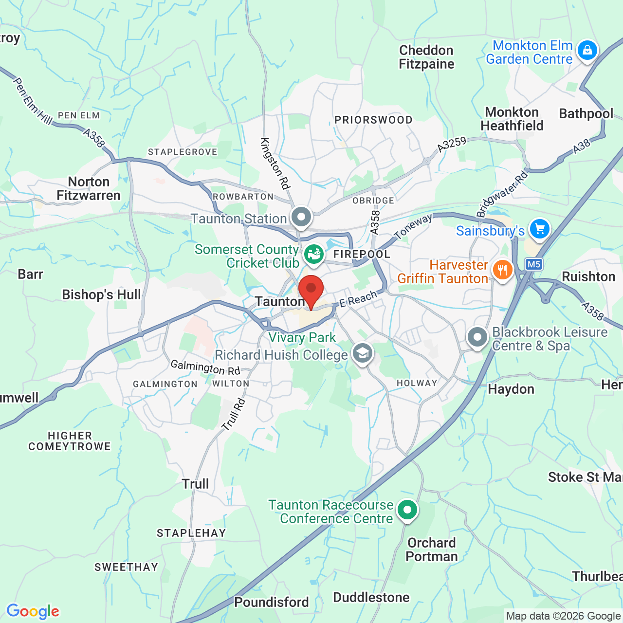 Map showing location of 1/2 Cheapside, Taunton, United Kingdom, TA1 3LG