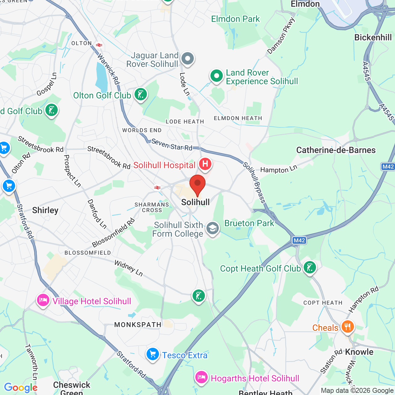 Map showing location of 123/127 High Street, Solihull, United Kingdom, B91 3SR