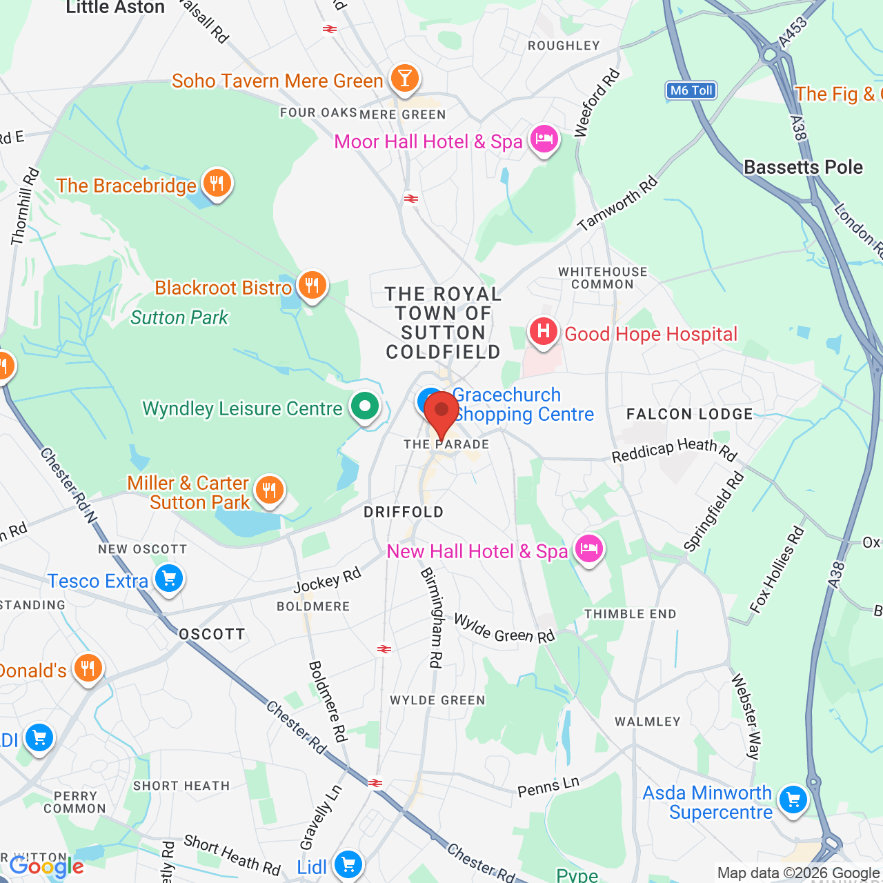 Map showing location of 97 The Parade, Sutton Coldfield, United Kingdom, B72 1PL