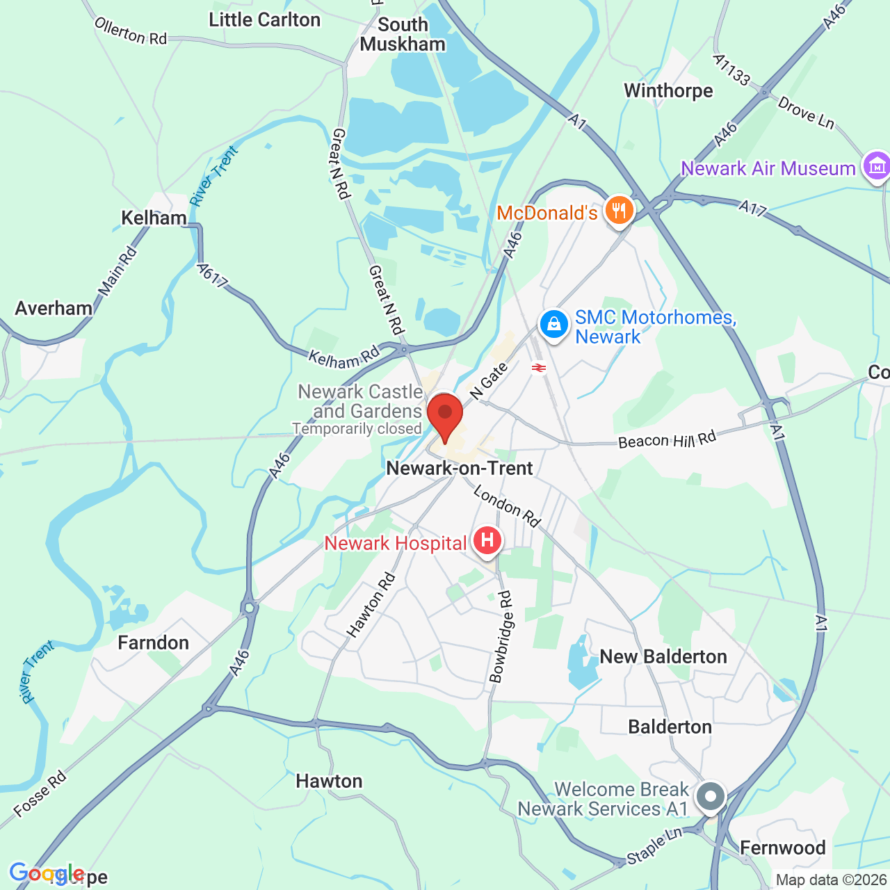 Map showing location of 37 Stodman St, Newark, United Kingdom, NG24 1AW