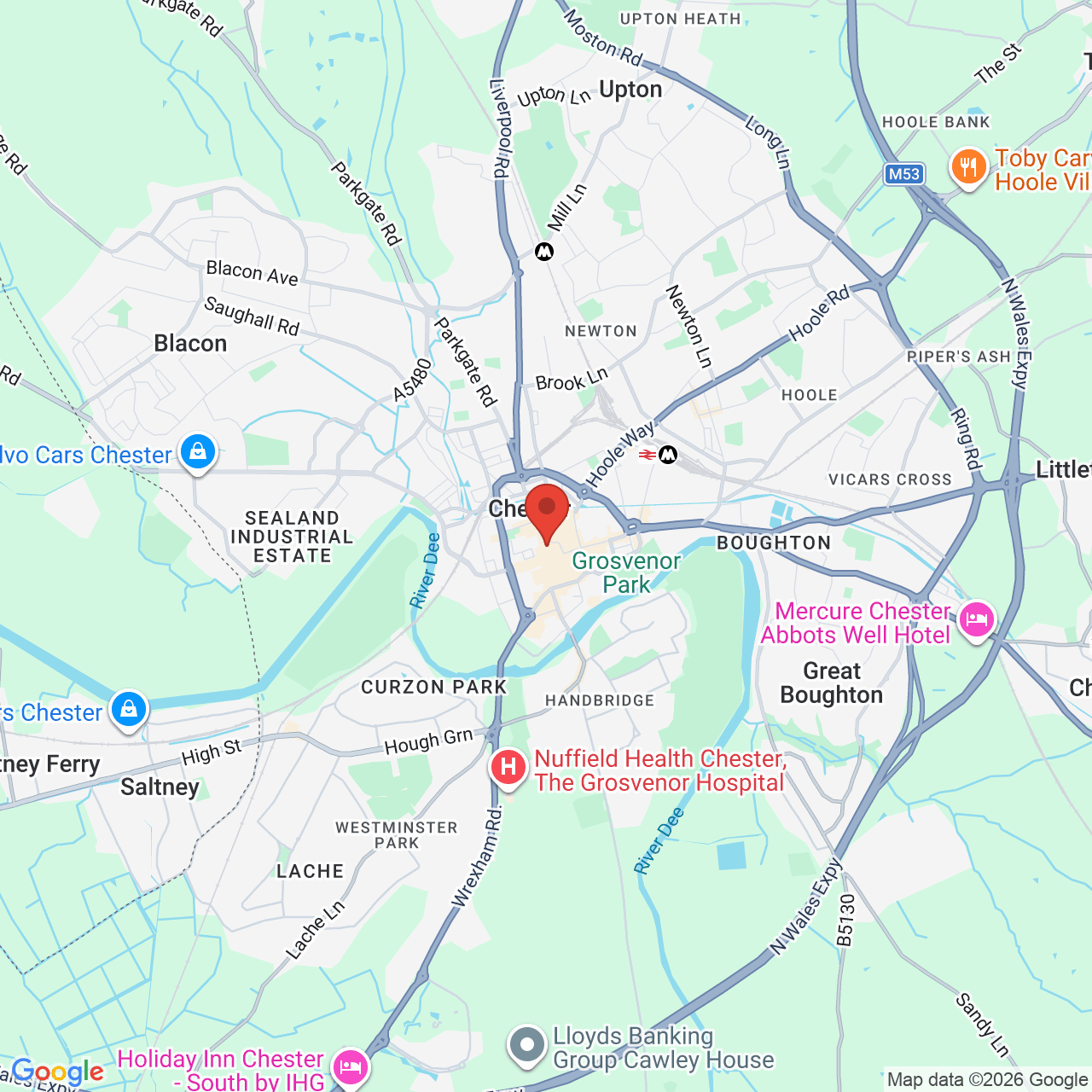 Map showing location of 1 Northgate St, Chester, United Kingdom, CH1 2HA