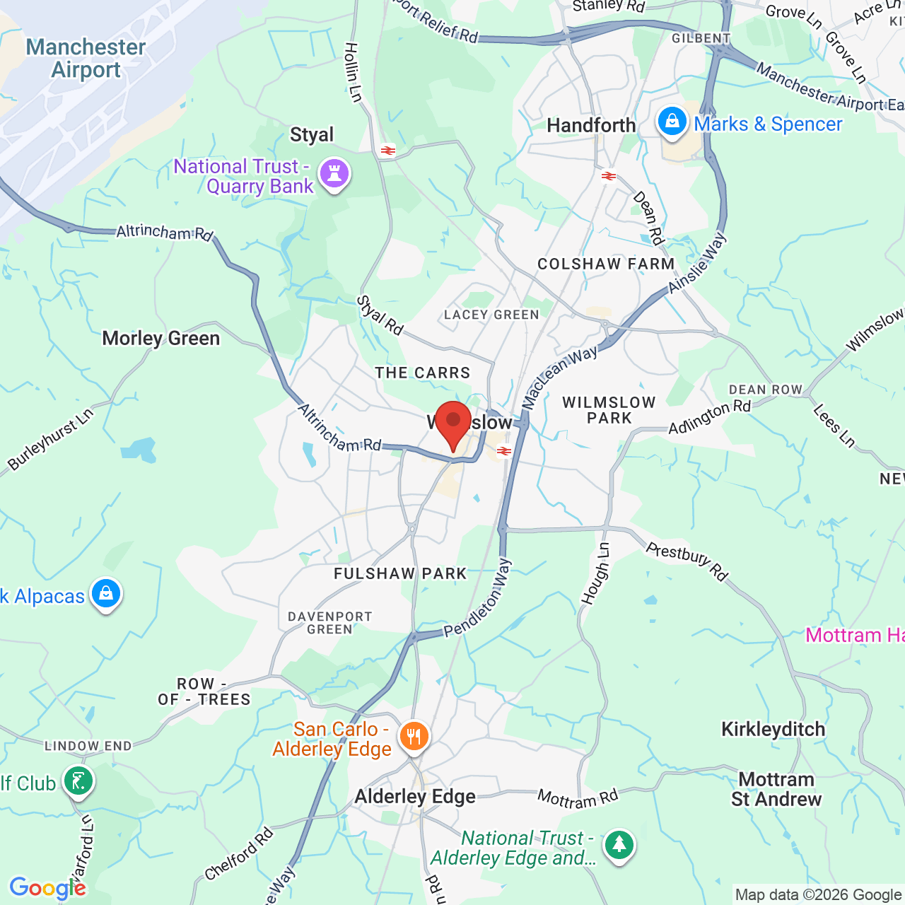 Map showing location of 48-50 Grove St, Wilmslow, United Kingdom, SK9 1DS
