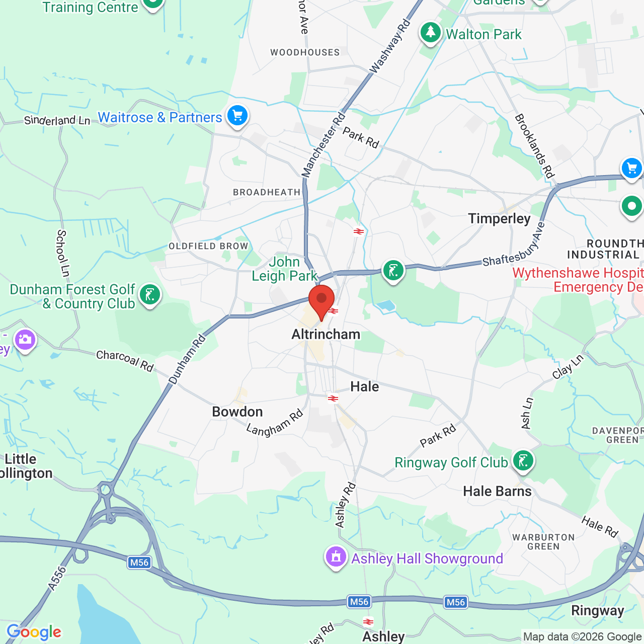 Map showing location of 27 Stamford New Road, Altrincham, United Kingdom, WA14 1EB