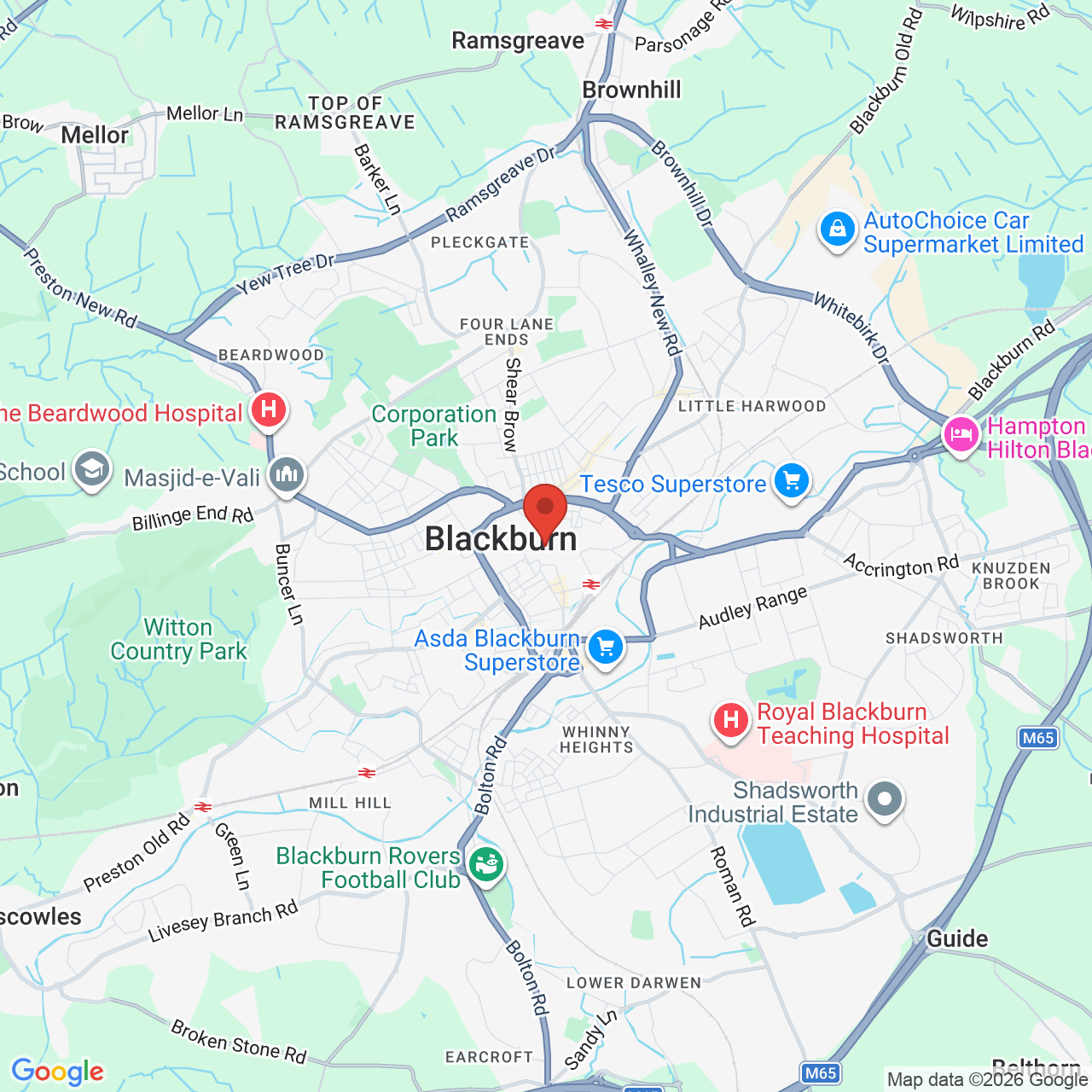 Map showing location of 57 King William St, Blackburn, United Kingdom, BB1 7DJ