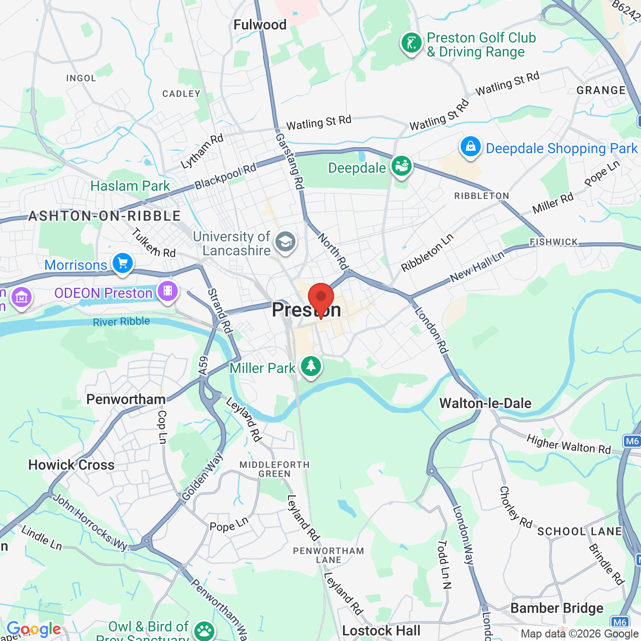 Map showing location of 99 Fishergate, Preston, United Kingdom, PR1 2AE