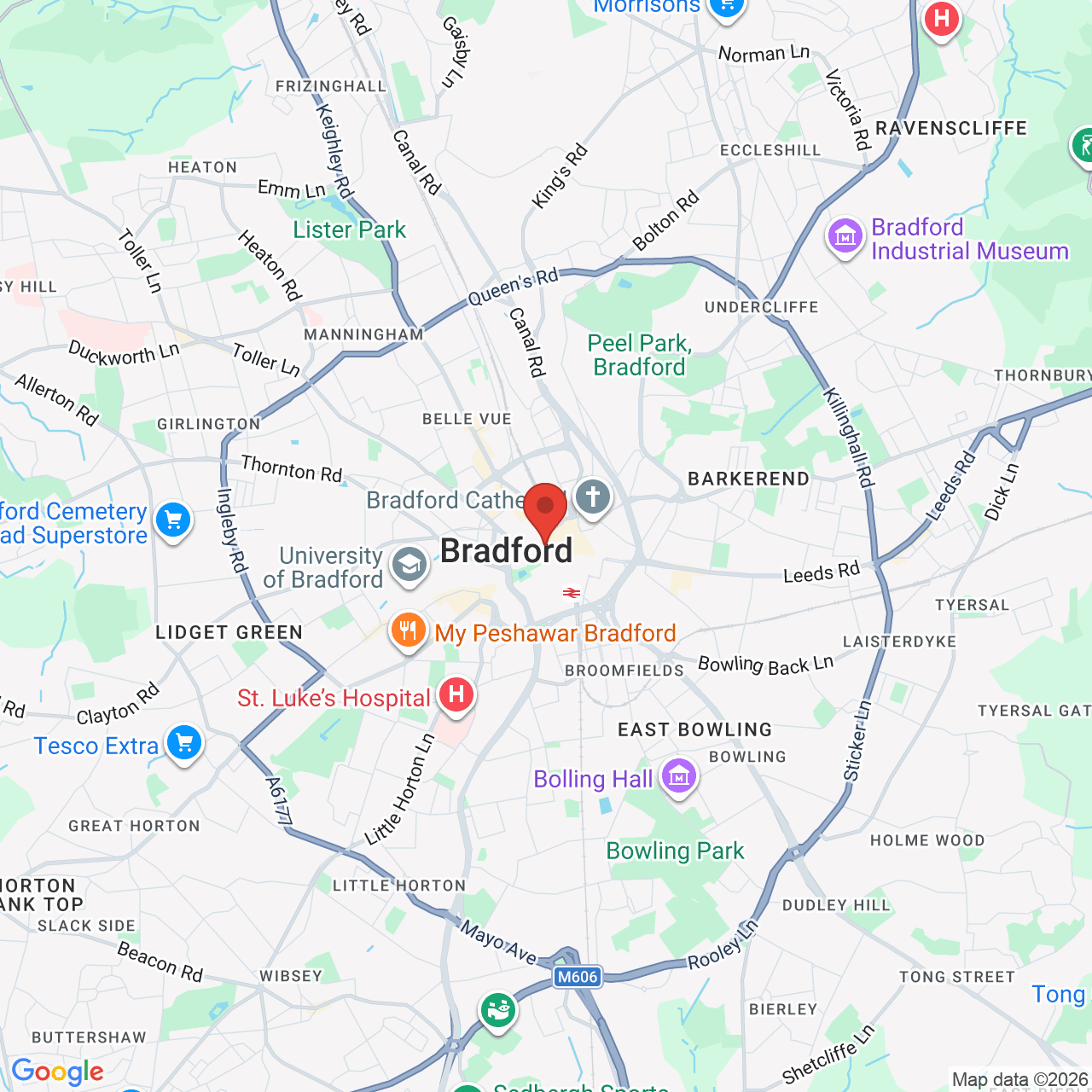 Map showing location of 53 Market St, Bradford, United Kingdom, BD1 1LH