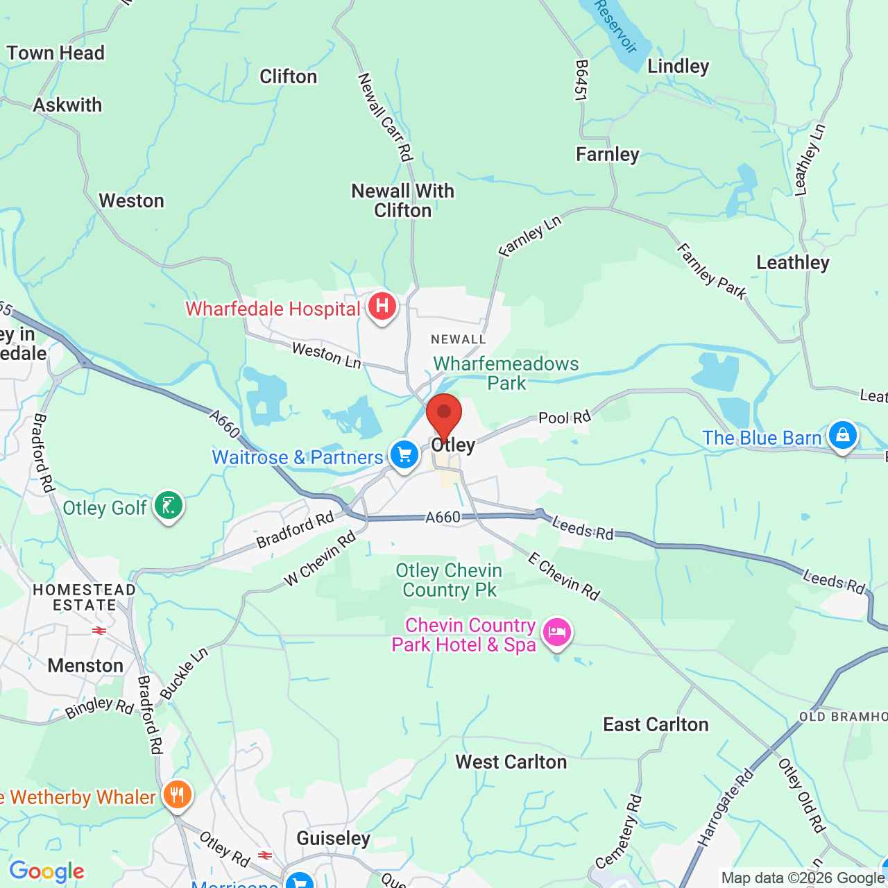Map showing location of 34 Boroughgate, Otley, United Kingdom, LS21 3AL