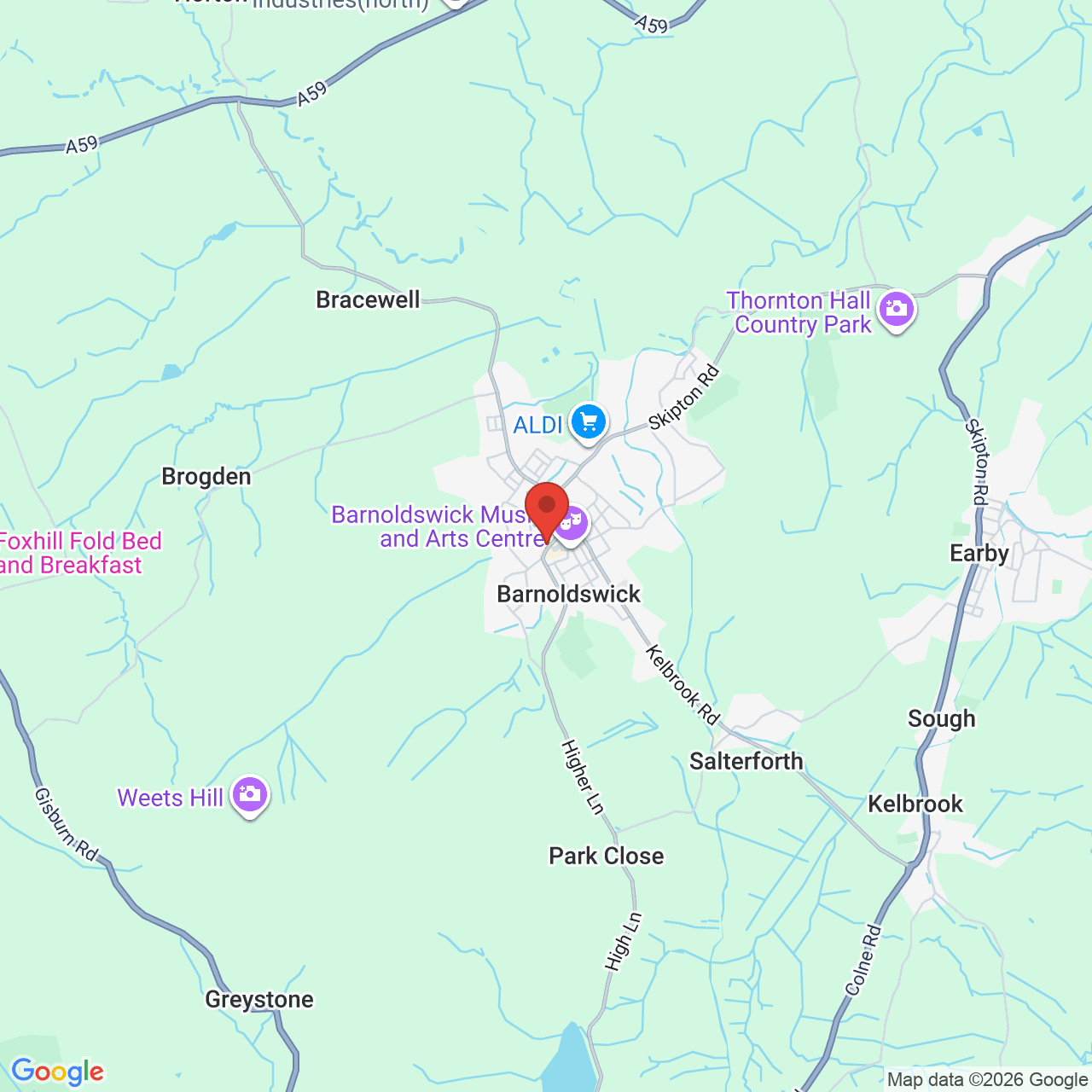 Map showing location of Albion House, Blackburn, United Kingdom, BB18 5UT