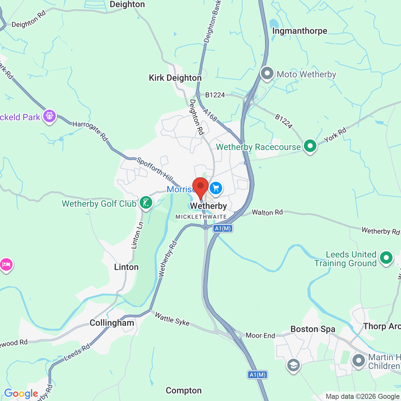 Map showing location of 27 Market Place, Wetherby, United Kingdom, LS22 6LQ
