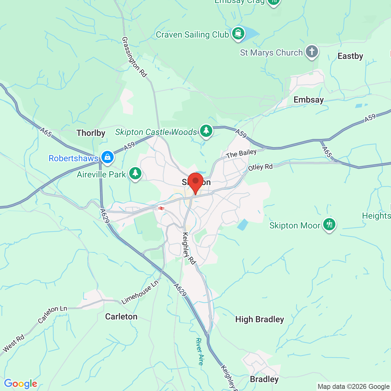 Map showing location of 59 High St, Skipton, United Kingdom, BD23 1DS