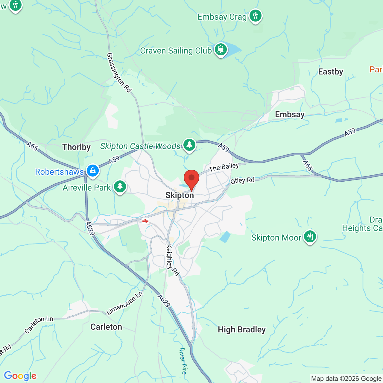 Map showing location of The Bailey, Skipton, United Kingdom, BD23 1AP