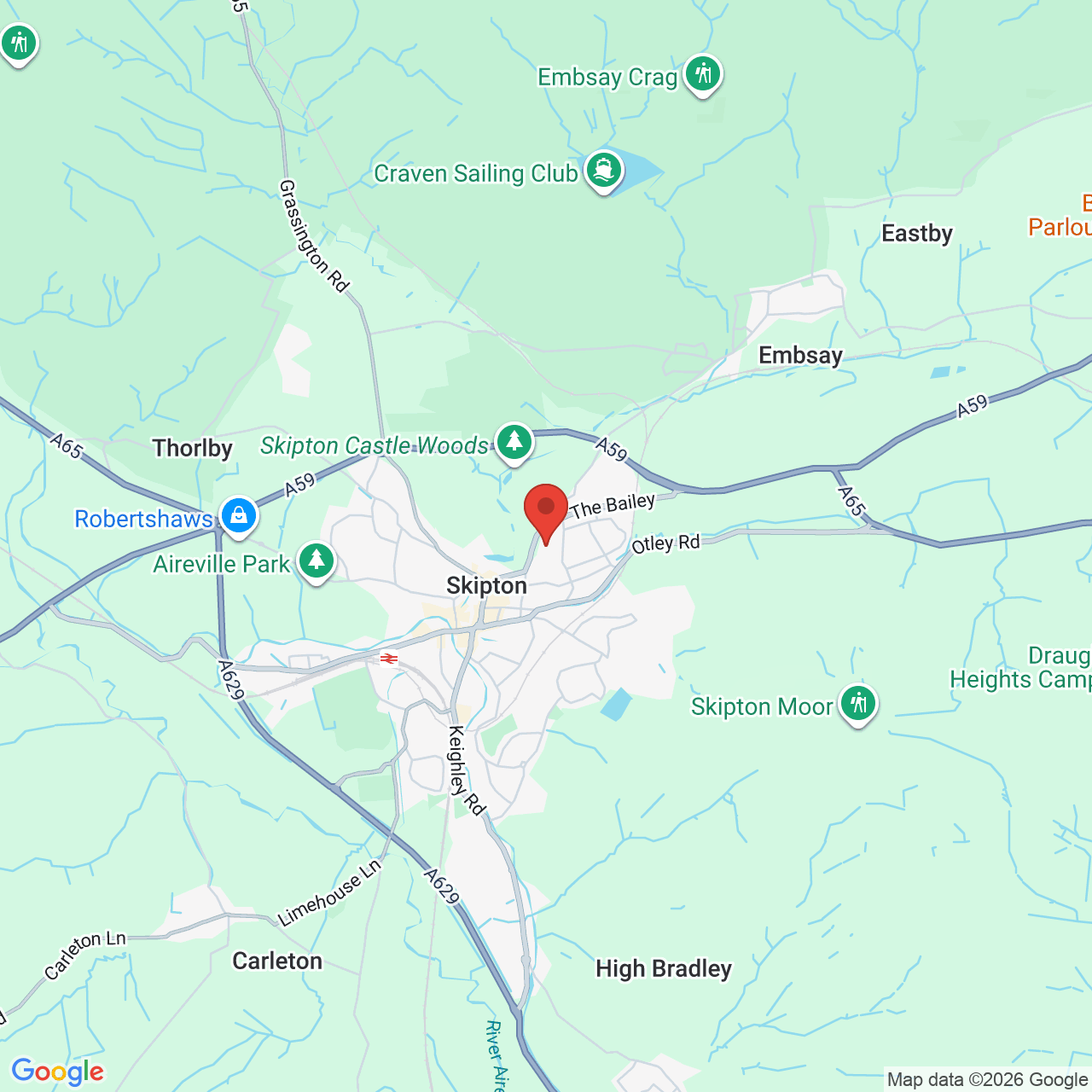 Map showing location of The Bailey, Skipton, United Kingdom, BD23 1AP