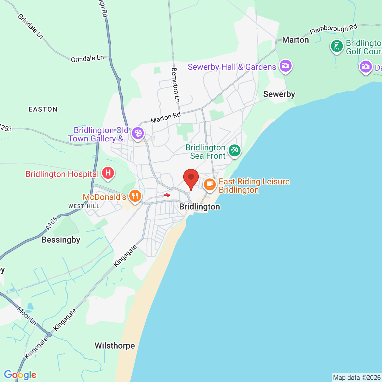 Map showing location of 6 Wellington Road, Bridlington, United Kingdom, YO15 2BG