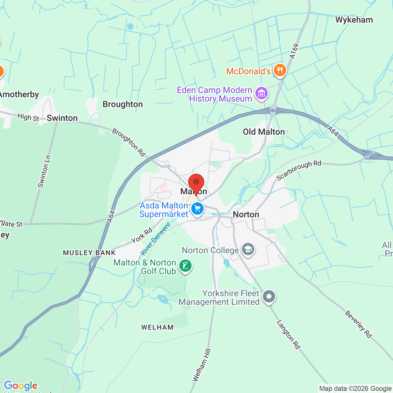 Map showing location of 25 Wheelgate, Malton, United Kingdom, YO17 7HT